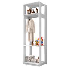 Módulo Guarda Roupa Closet 58cm Com Prateleiras Titan Branco Velluto - Móveis Leão