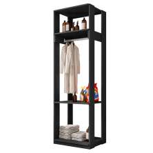 Módulo Guarda Roupa Closet 58cm Com Prateleiras Titan Preto Velluto - Móveis Leão