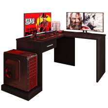 Mesa Gamer com Extensor em L e 1 gaveta DRX-9000 Preto