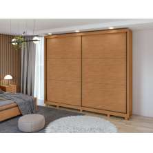 Guarda-Roupa Casal 2 Portas de Correr 6 Gavetas Toronto com Pés - Lopas Amendoa Clean