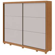 Guarda-Roupa Casal 2 Portas de Correr 6 Gavetas Toronto com Pés - Lopas Amendoa Clean/Off White