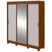 Guarda Roupa Saion 3 Portas com Pés 1 Porta Glass - Lopas Frassino/Off White