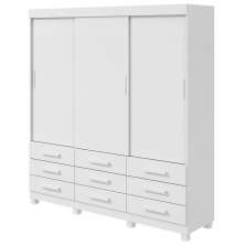 Guarda-Roupas 3 Portas 9 Gavetas Anne sem Espelho com Pés - Lopas Branco