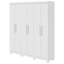 Guarda-Roupas Casal 6 Portas 3 Gavetas Jazz com Pés sem Espelho - Lopas Branco