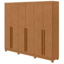 Guarda-Roupas Casal Bertha 6 Portas 4 Gavetas sem Espelho com Pés - Lopas Amendoa Clean