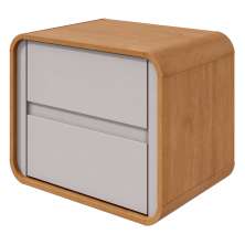 Mesa de Cabeceira 2 Gavetas Loop - Lopas Amendoa Clean/Off White