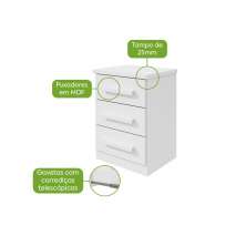Mesa de Cabeceira 3 Gavetas Baiao - Lopas Branco