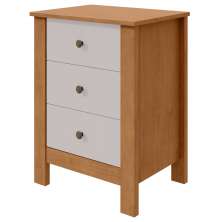 Mesa de Cabeceira 3 Gavetas Maggiore New - Lopas Amendoa Clean/Off White