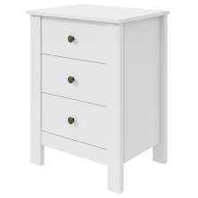 Mesa de Cabeceira 3 Gavetas Maggiore New - Lopas Branco