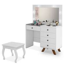 Penteadeira Camarim Luna Branco com Banqueta - Móveis Luapa