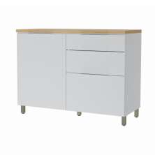 Balcão 1 Porta 3 Gavetas 120cm 100% MDF Marquesa Branco