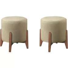 Kit 2 Puf Puff Para Sala Lhor Veludo Bege RM