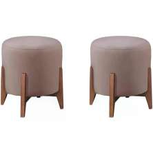 Kit 2 Puf Puff Para Sala Lhor Veludo Rose RM
