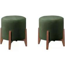 Kit 2 Puf Puff Para Sala Lhor Veludo Verde RM