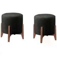 Kit 2 Puff Puf Sala Lhor Corano Preto RM