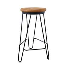 Banqueta Média para Cozinha Bar Balcão Bistrô Mesa Hairpin Pinus Carvalho