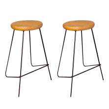 Kit 2 Banqueta Banco Aço Média Cozinha Bar Balcão 61cm Pinus
