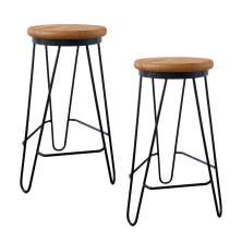 Kit 2 Banquetas Média para Cozinha Bar Balcão Bistrô Hairpin Pinus Carvalho