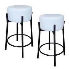Kit 2 Banquetas para Cozinha Bar Balcão Bistrô Bancada Bouclê Média Branca
