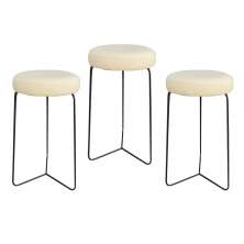 Kit 3 Banqueta Banco Aço Média Cozinha Bar Balcão 60cm Bege