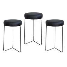 Kit 3 Banqueta Banco Aço Média Cozinha Bar Balcão 60cm Preta