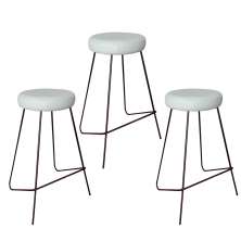 Kit 3 Banqueta Banco Aço Média Cozinha Bar Balcão 61cm Bege