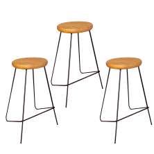 Kit 3 Banqueta Banco Aço Média Cozinha Bar Balcão 61cm Pinus