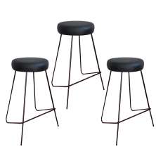 Kit 3 Banqueta Banco Aço Média Cozinha Bar Balcão 61cm Preta