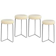 Kit 4 Banqueta Banco Aço Média Cozinha Bar Balcão 60cm Bege