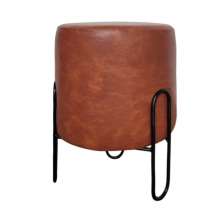 Puff Banqueta Redondo de Ferro Couro Sintético Whisk Sala Quarto
