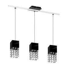Lustre Pendente 3293 3 Lâmpadas Soquete E27 Preta