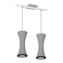 Lustre Pendente 7932 2 Lâmpadas Soquete E27 Prata