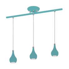Lustre Pendente Design 5513 3 Lâmpadas Gu10 Azul