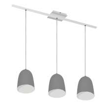 Lustre Pendente Design 7743 3 Lâmpadas E27 Prata