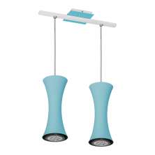 Lustre Pendente Design 7922 2 Lâmpadas Gu10 Azul