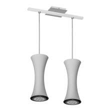 Lustre Pendente Design 7922 2 Lâmpadas Gu10 Prata