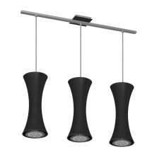 Lustre Pendente Design 7923 3 Lâmpadas Gu10 Preta