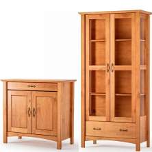 Cristaleira 2 Portas de Vidro e Buffet Aparador 93 cm Bella Carvalho Fosco