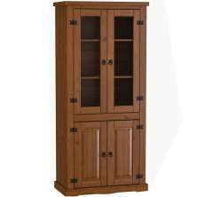 Estante Cristaleira 4 Portas com Vidro 100% Madeira Imperial Imbuia Fosco