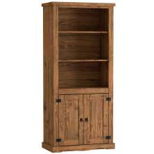 Estante Livreiro 2 Portas 100% Madeira Rustic Line Cera