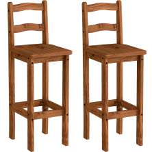 Kit 2 Banquetas para Bancada Madeira Maciça Rustic Line Cera