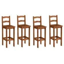 Kit 4 Banquetas para Bancada Madeira Maciça Rustic Line Cera