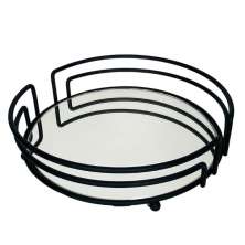 Bandeja Decorativa Espelhada Redonda 22cm Aramada Preta para