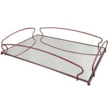 Bandeja Decorativa Espelhada Retangular Grande 45cm Rose Gol