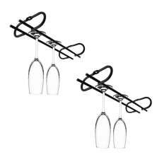 Conjunto 2  Porta Taças de Teto 25cm Suporte para Taças Suspenso Reto Preto Fosco