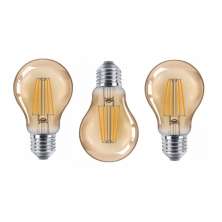 Kit 3 Lâmpada de Filamento LED A60 4W Âmbar 2200K Bivolt Retrô Vintage