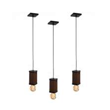 Kit 3 Pendentes Verticais Madeira Capella e Lâmpada Ambar 4w