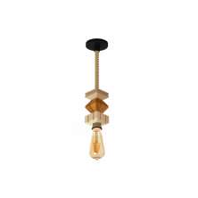 Luminária Pendente de Madeira com Corda Jaspe com Lâmpada 4w Ambar