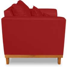 Poltrona Sala de Estar Beny Suede Vermelha Com Almofadas Decorativas Madeira Estofados