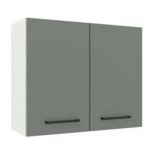 Armário Aéreo Madesa Agata 80 cm 2 Portas - Branco/Cinza